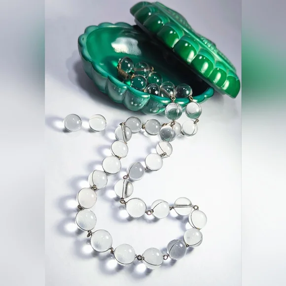 GORGEOUS Early Deco Era Wire Wrapped Pools Of Light Rock Crystal Necklace - Picture 5 of 10